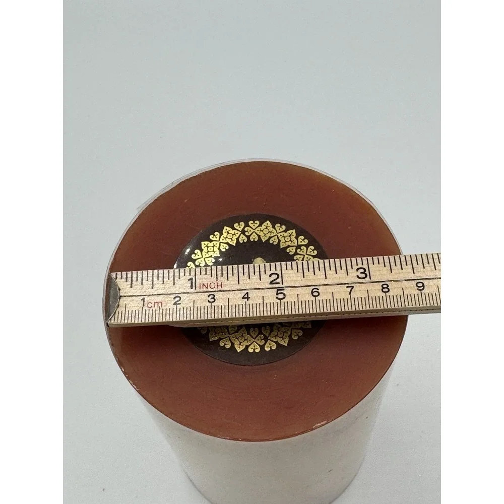 NEW Decorware Pillar Candle Rust & Gold Boho Themed‎